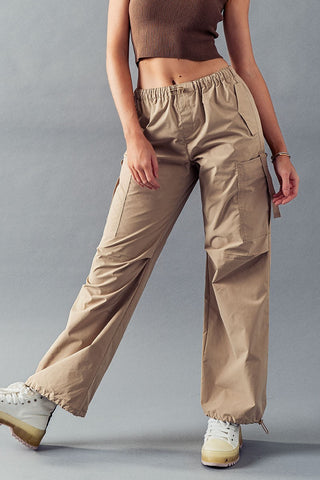 BELLA DRAWCORD WAISTBAND PANTS in Khaki - Women's Wholesale Casual Pants | Trend Notes