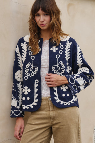 Heirloom Stitch Corduroy Jacket in Navy - Women's Wholesale Jackets & Blazers | Trend Notes
