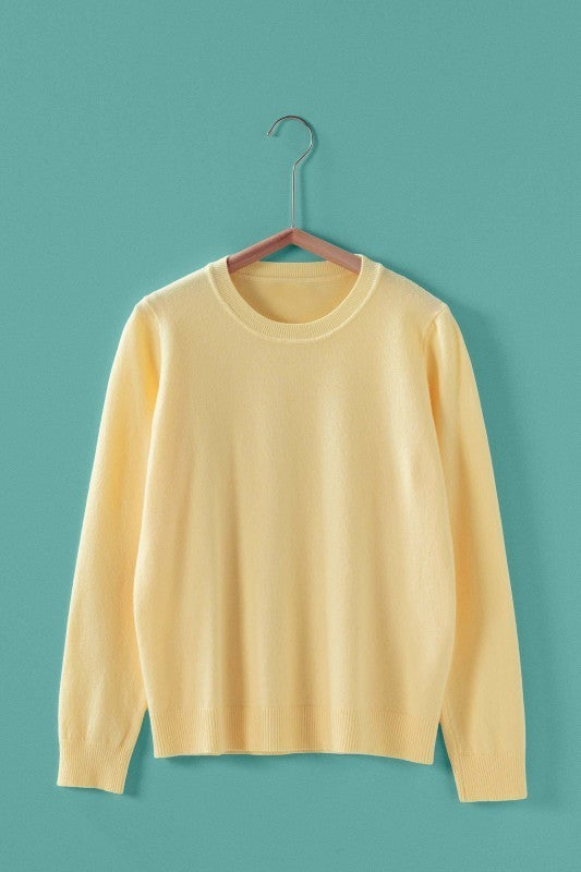 Soft Knit Crewneck Pullover Sweater in YELLOW - Women's Wholesale Sweaters | Trend Notes