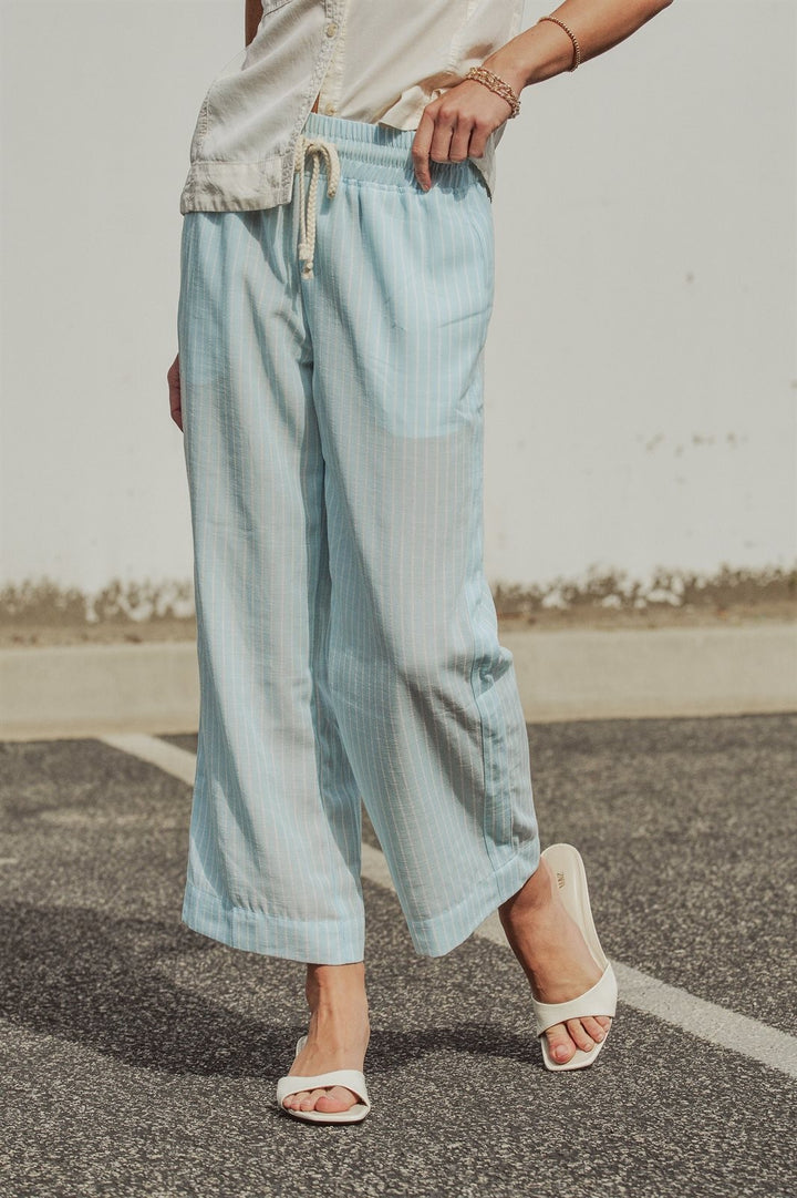 Coastal Ease Striped Linen Pants in BLUE STRIPE - Women's Wholesale Pants | Trend Notes