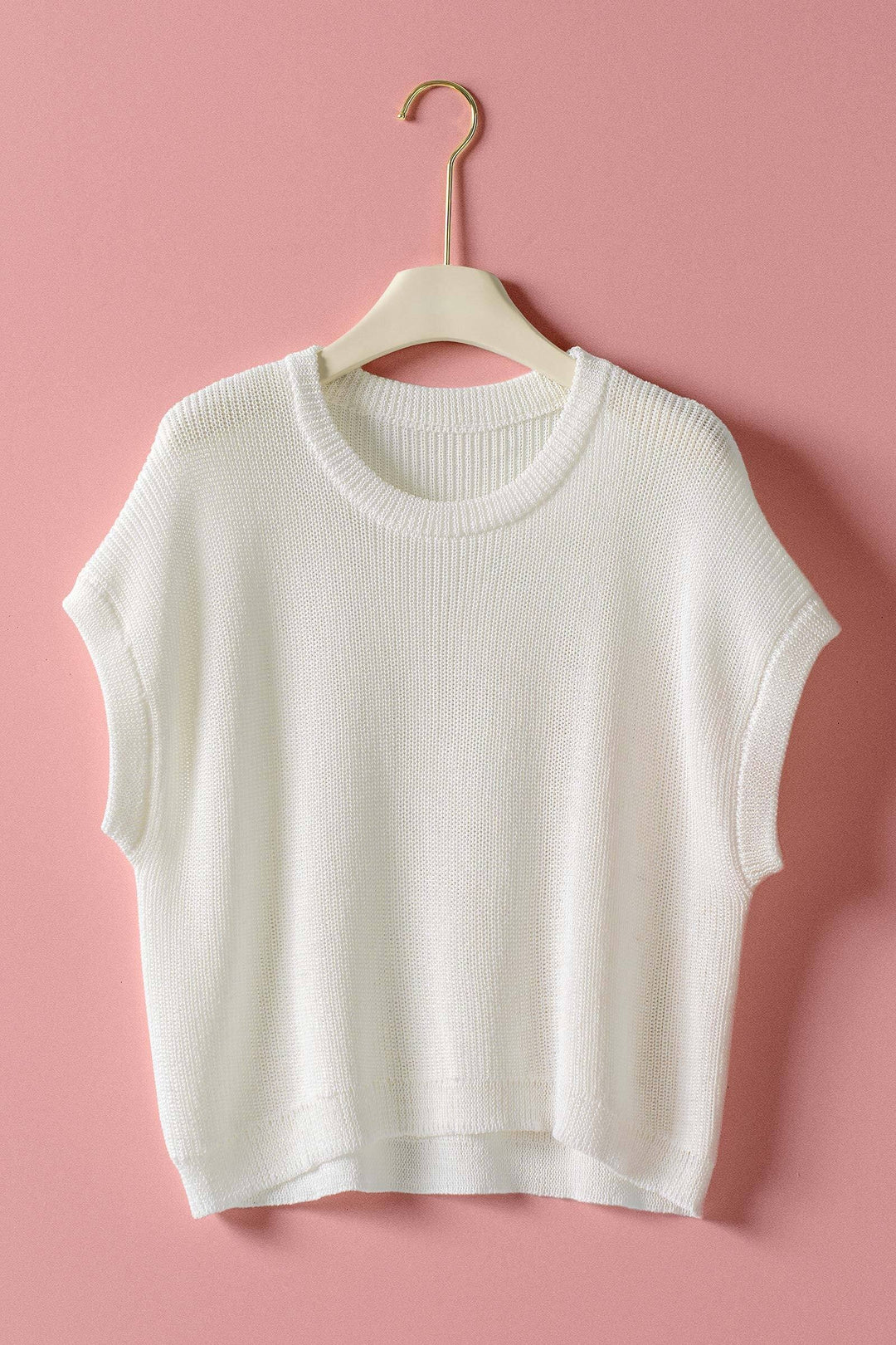 Sunlit Air Knit Cap Sleeve Top in IVORY - Women's Wholesale Sweaters | Trend Notes
