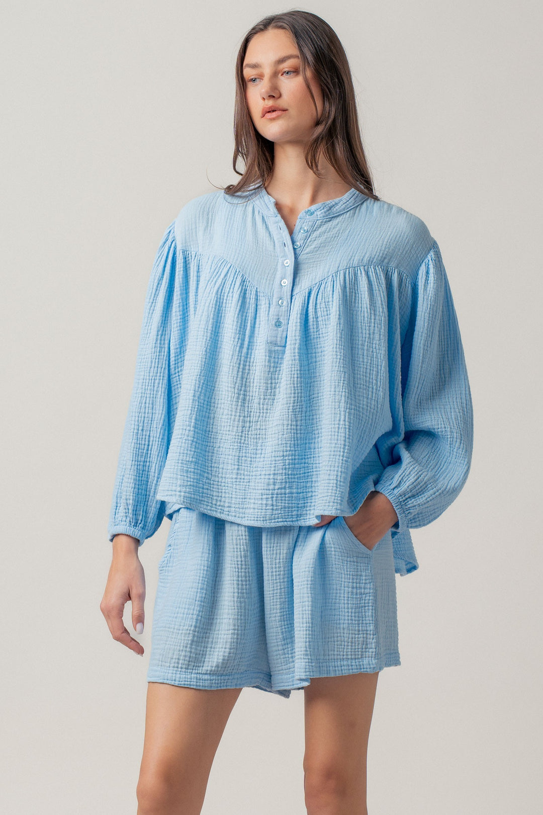 Garment Dyed Cotton Gauze Lounge Set