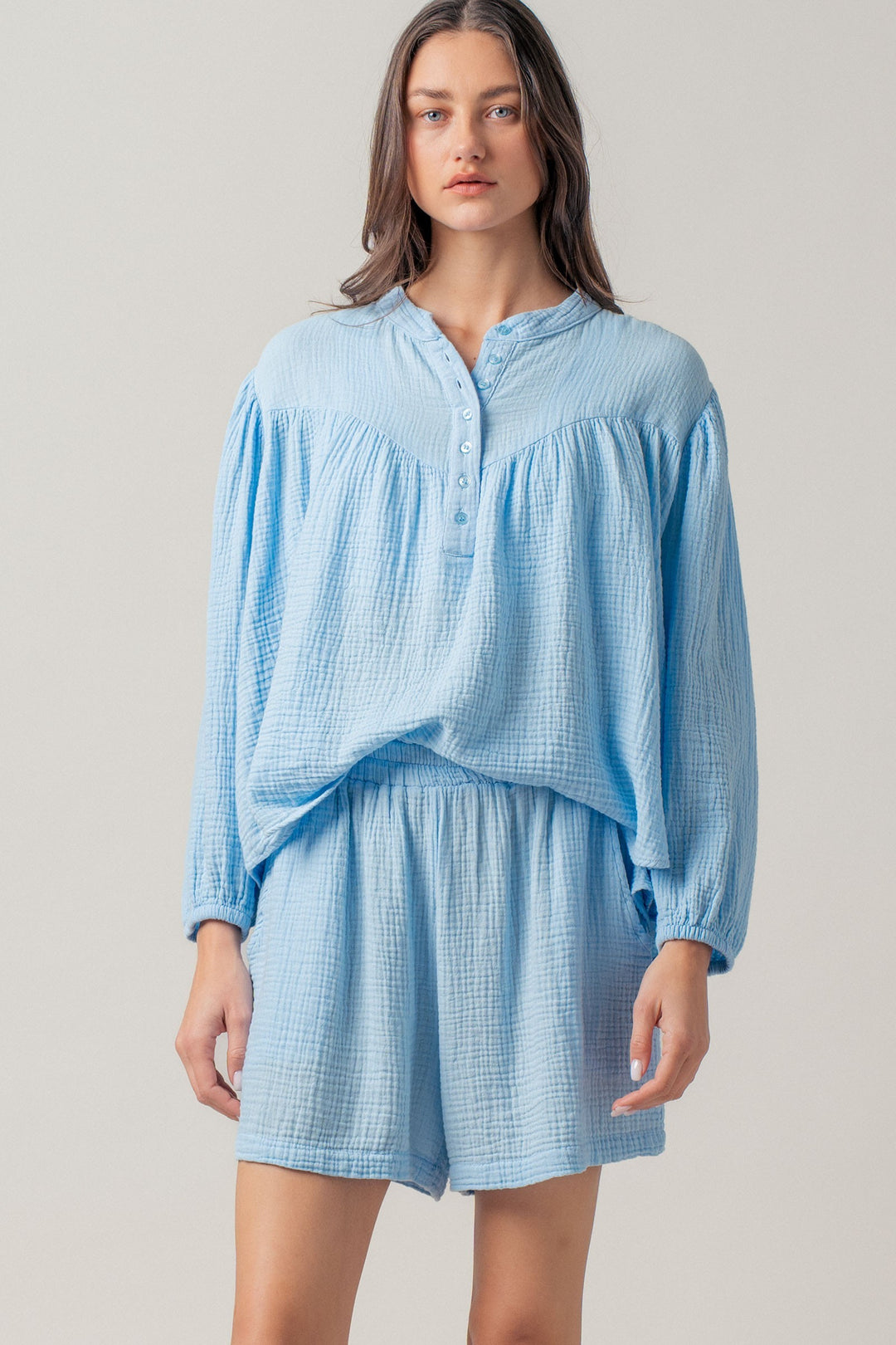 Garment Dyed Cotton Gauze Lounge Set