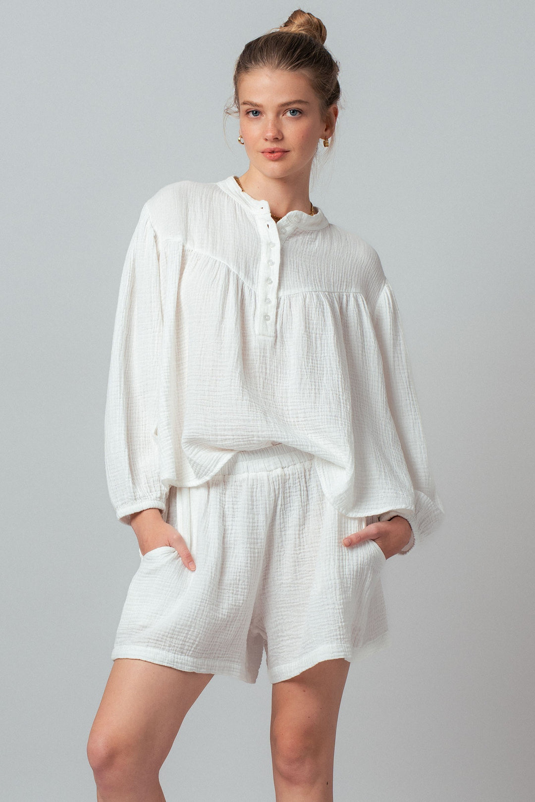 Garment Dyed Cotton Gauze Lounge Set