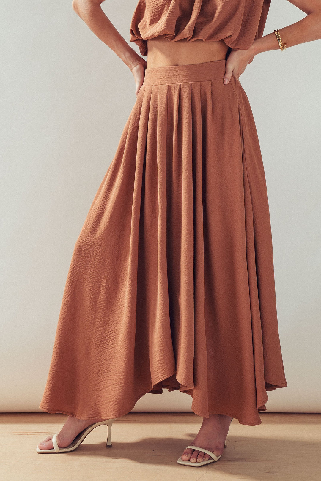 Desert Drape Boho Maxi Skirt in CAMEL - Women's Wholesale Skirts | Trend Notes