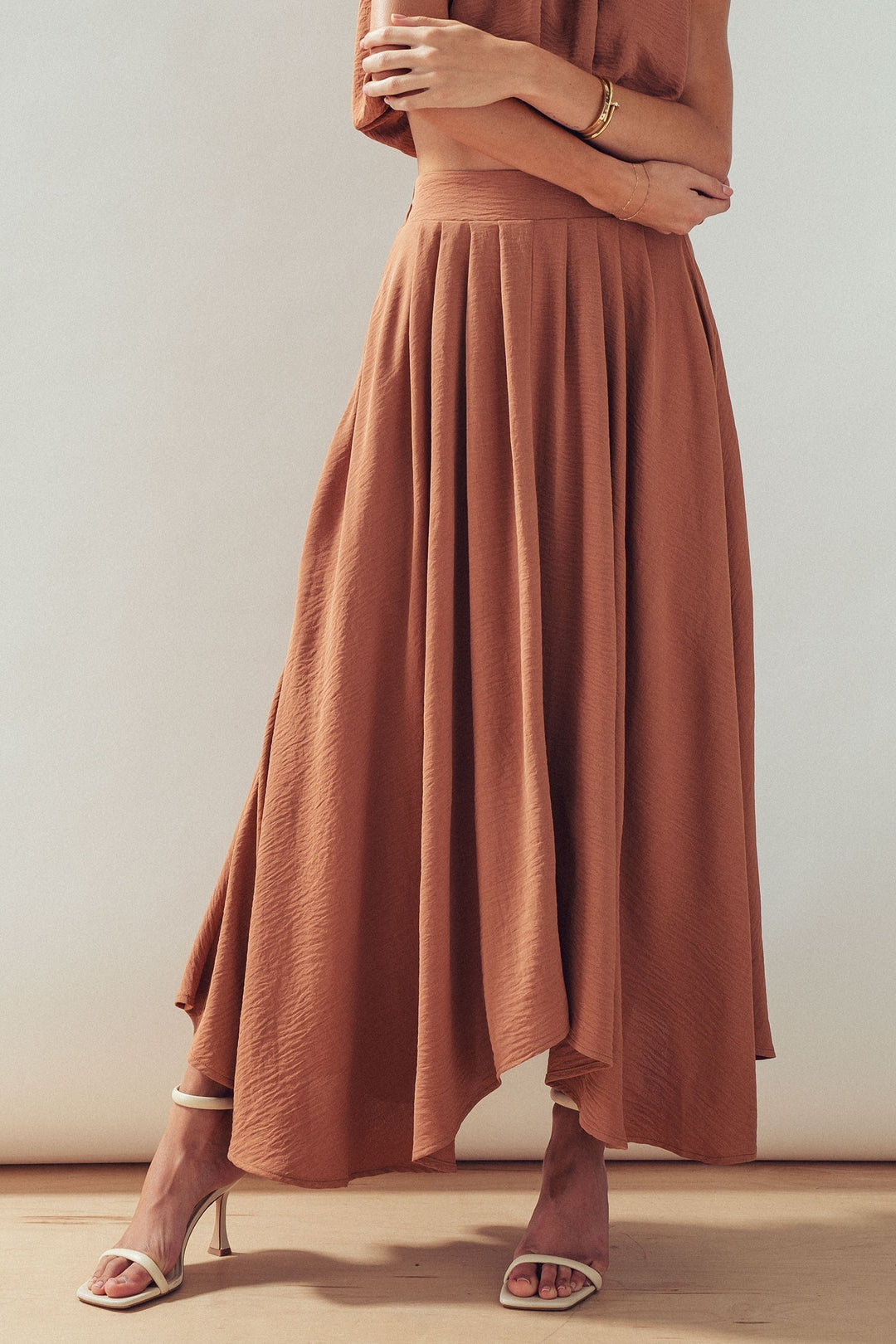 Desert Drape Boho Maxi Skirt in CAMEL - Women's Wholesale Skirts | Trend Notes