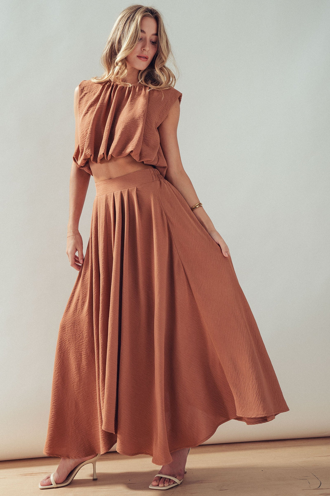 Desert Drape Boho Maxi Skirt in CAMEL - Women's Wholesale Skirts | Trend Notes