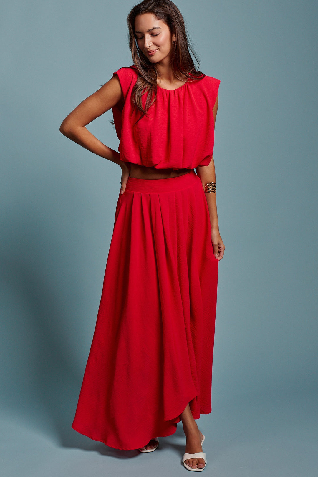 Desert Drape Boho Maxi Skirt in RED - Women's Wholesale Skirts | Trend Notes