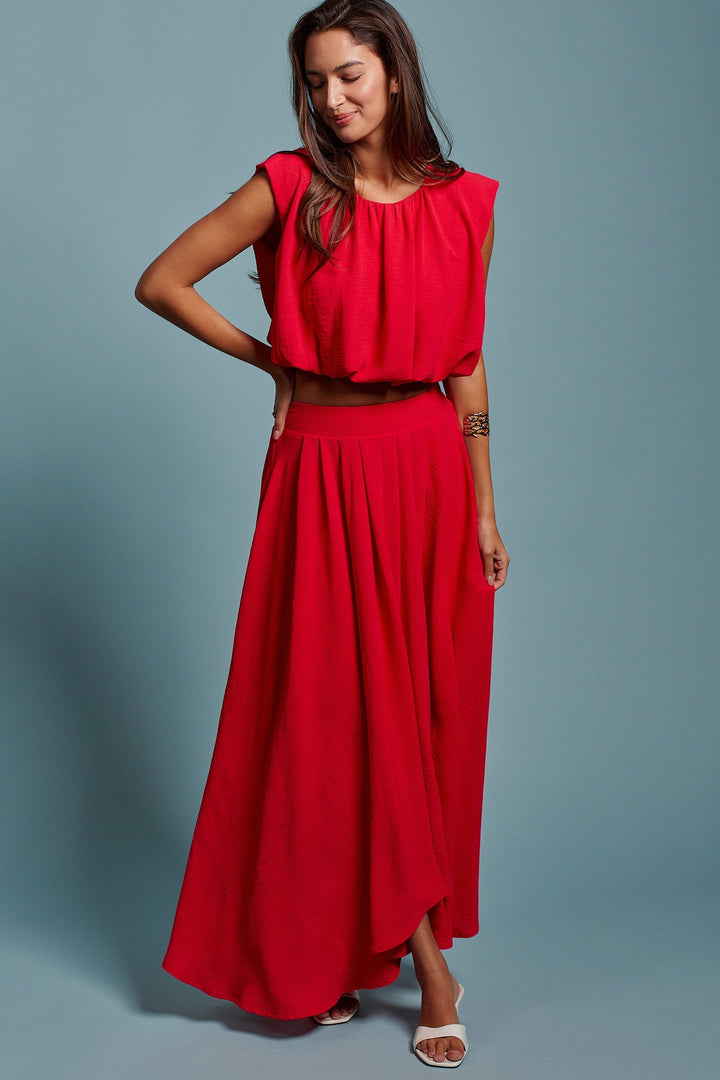 Desert Drape Boho Maxi Skirt in RED - Women's Wholesale Skirts | Trend Notes