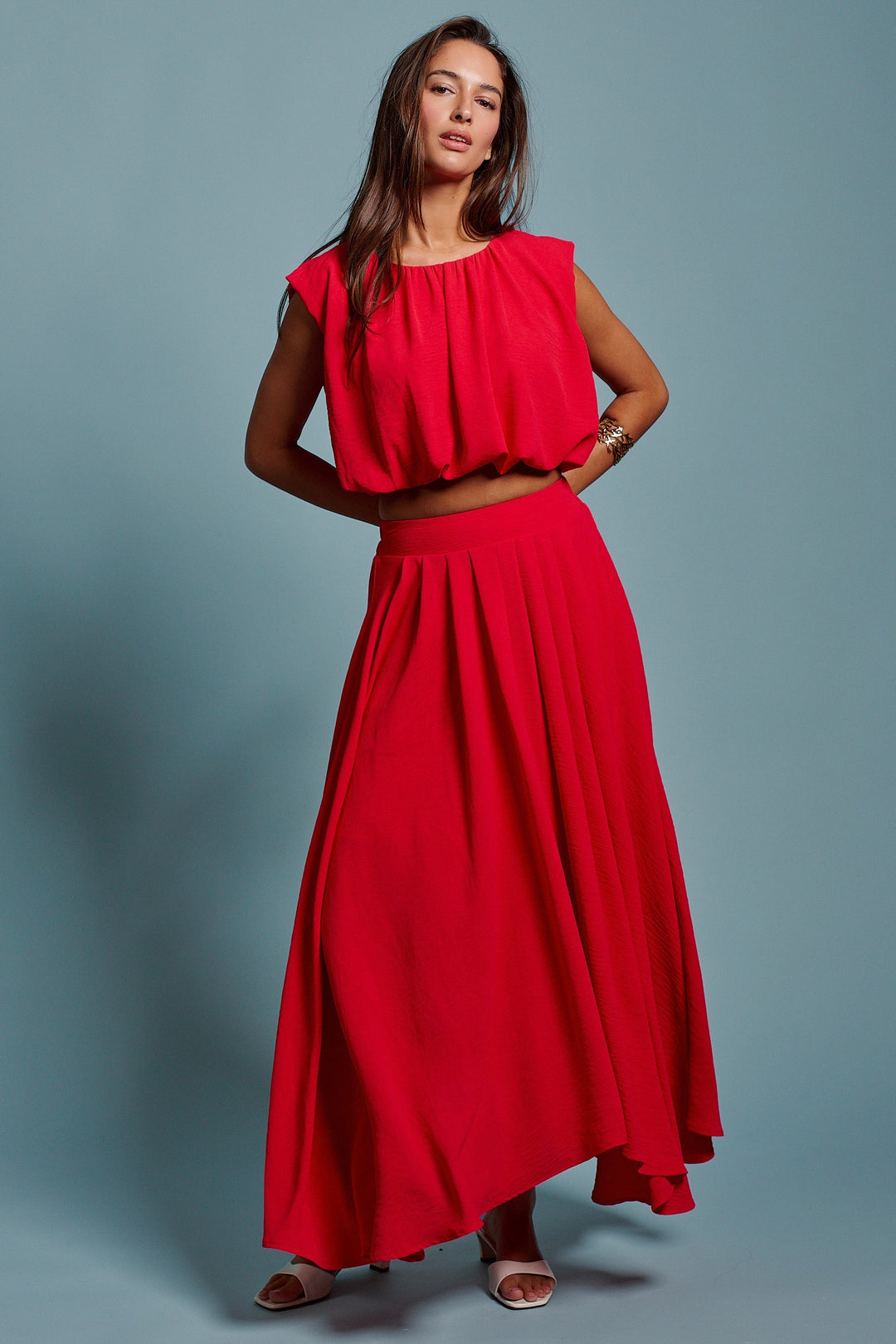 Desert Drape Boho Maxi Skirt in RED - Women's Wholesale Skirts | Trend Notes