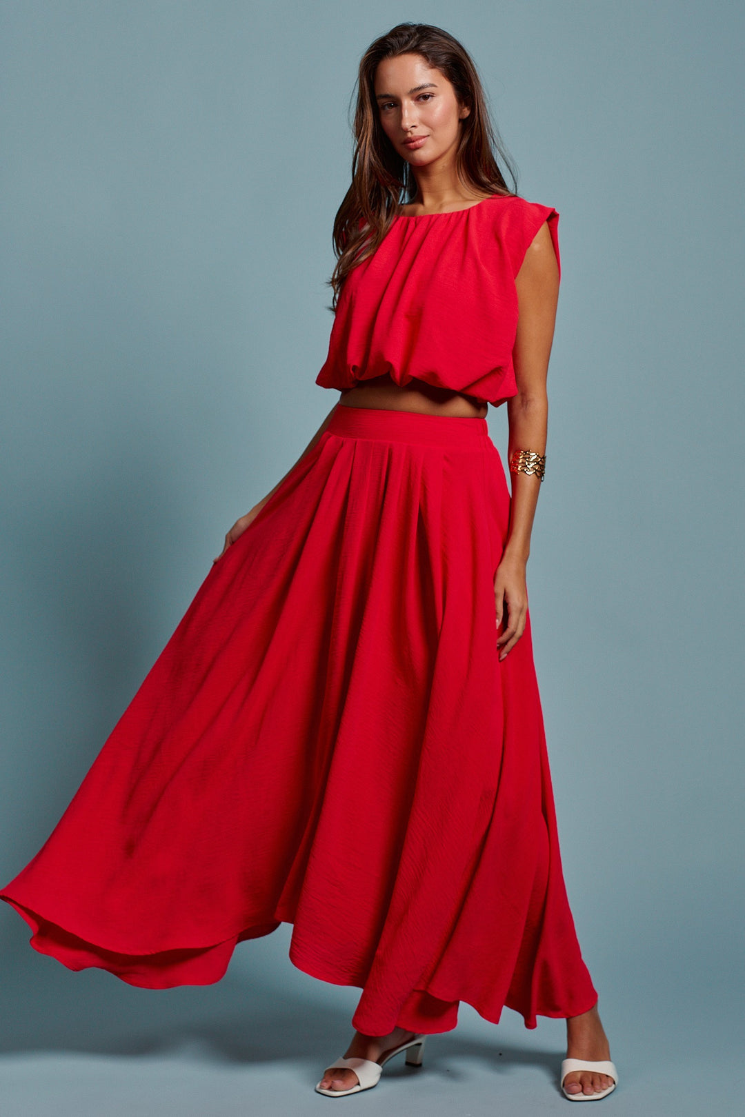 Desert Drape Boho Maxi Skirt in RED - Women's Wholesale Skirts | Trend Notes