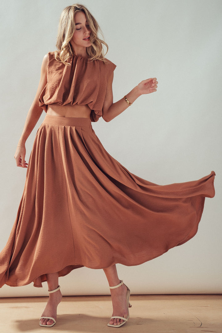 Desert Drape Boho Maxi Skirt in CAMEL - Women's Wholesale Skirts | Trend Notes