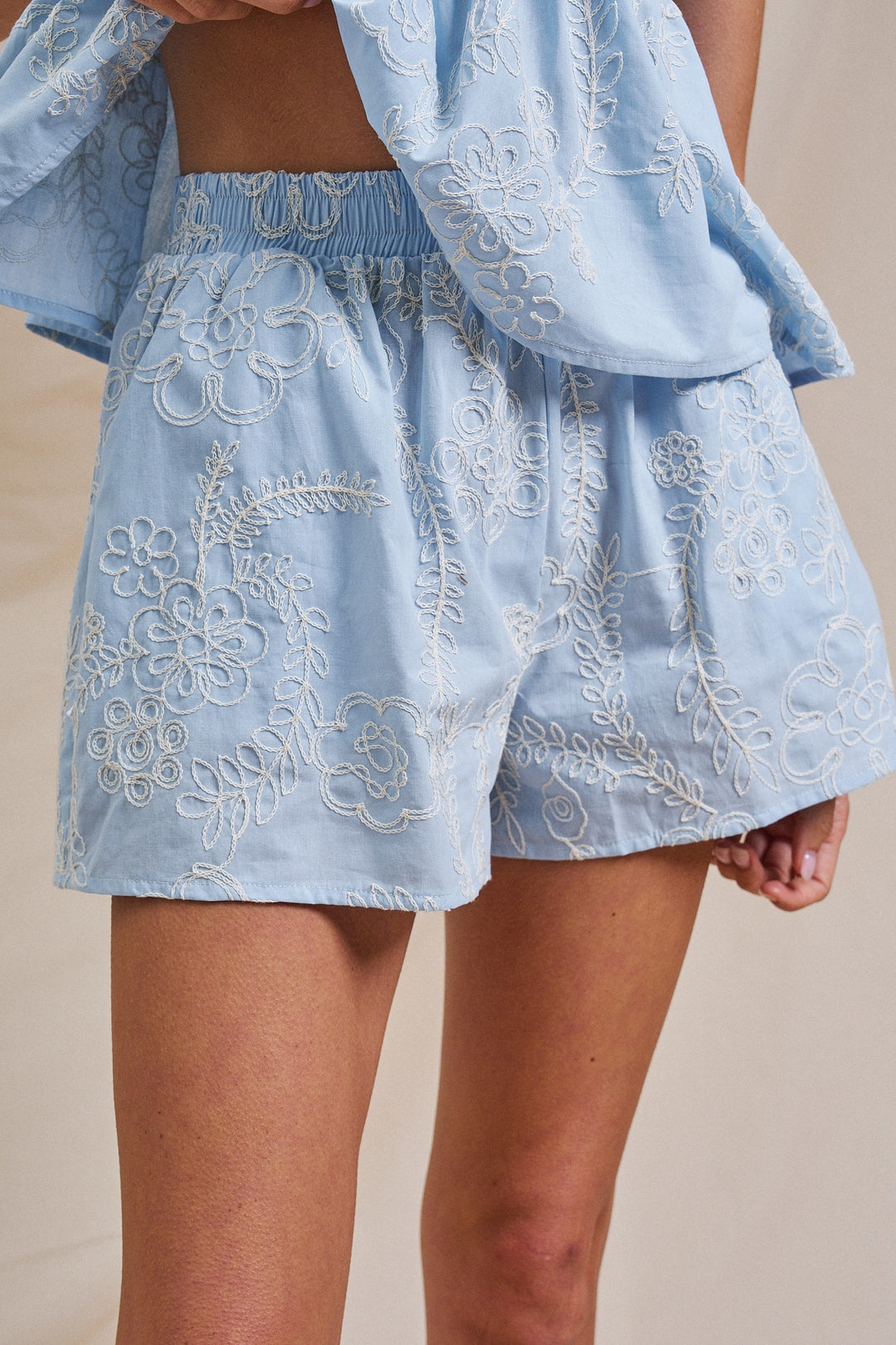 Tuscany Sun Embroidered Cami Set in LT BLUE - Women's Wholesale Sets | Trend Notes