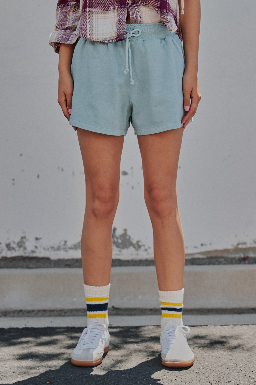 Sporty Chill Lounge Shorts in LT BLUE - Women's Wholesale Casual Shorts | Trend Notes