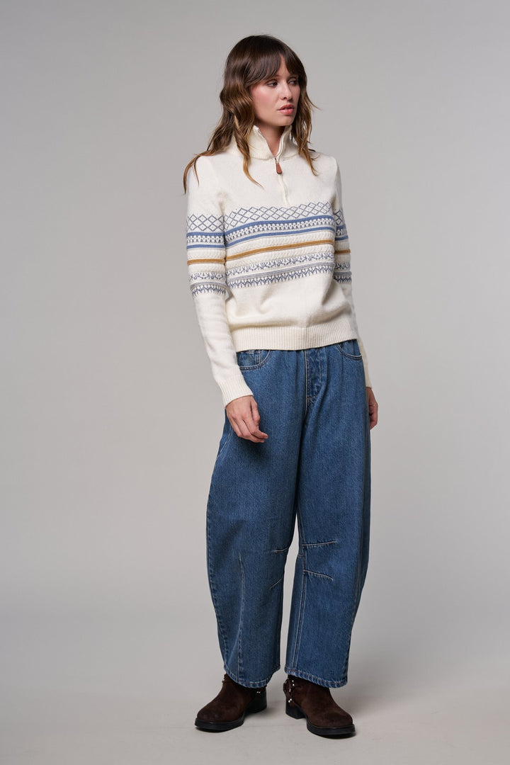 Laid-Back Light Wash Barrel Denim Pants in MEDIUM DENIM - Women's Wholesale Wide Leg Jeans | Trend Notes