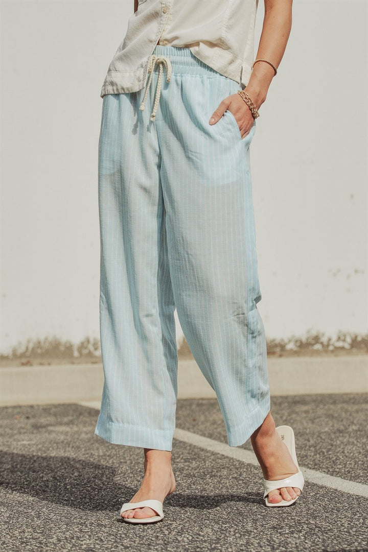 Coastal Ease Striped Linen Pants in BLUE STRIPE - Women's Wholesale Pants | Trend Notes