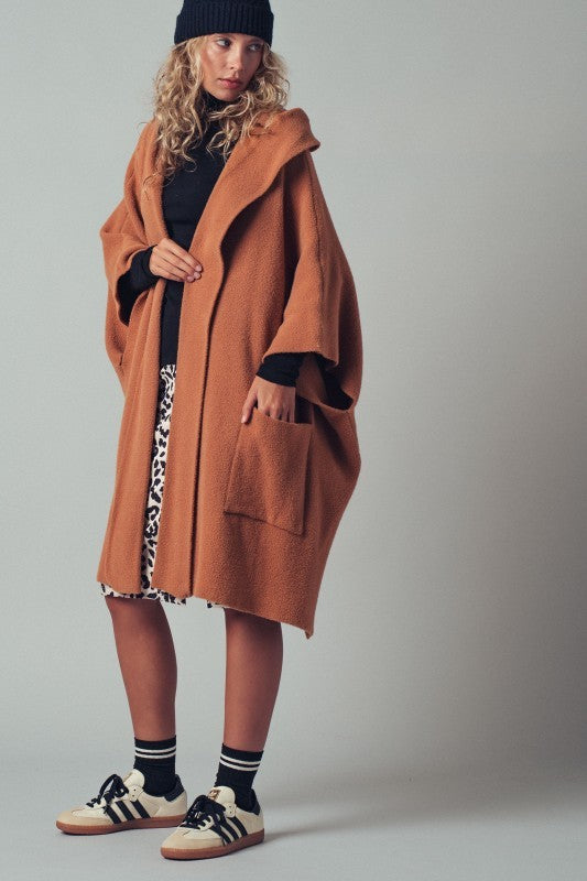 Oversized Wide Collar Open Front Poncho Cardigan in BLACK - Women's Wholesale Cardigans & Shrugs | Trend Notes
