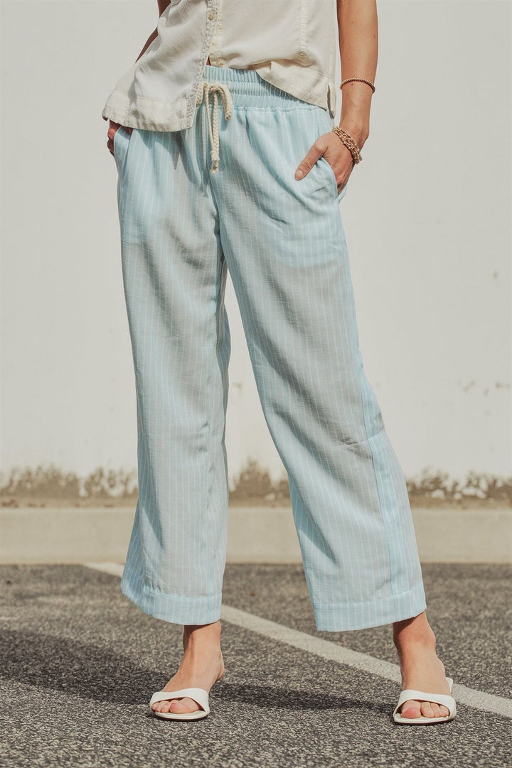 Coastal Ease Striped Linen Pants in BLUE STRIPE - Women's Wholesale Pants | Trend Notes