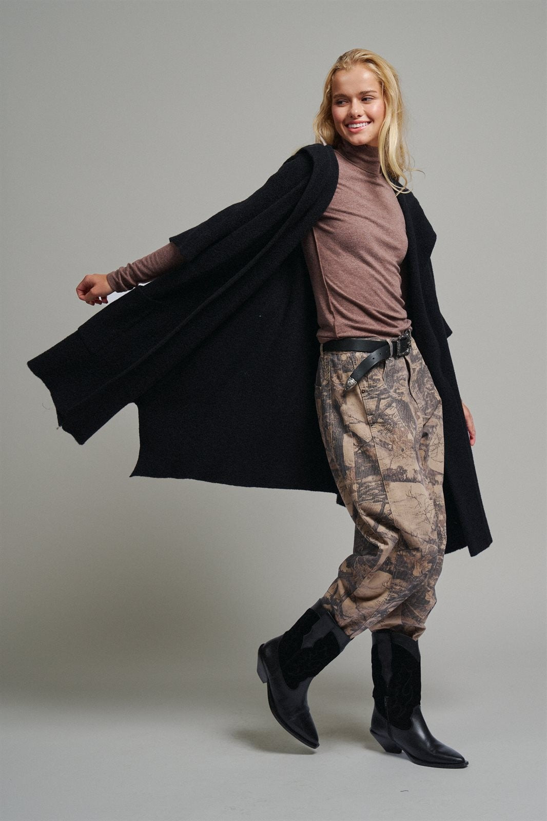 Oversized Wide Collar Open Front Poncho Cardigan in BLACK - Women's Wholesale Cardigans & Shrugs | Trend Notes
