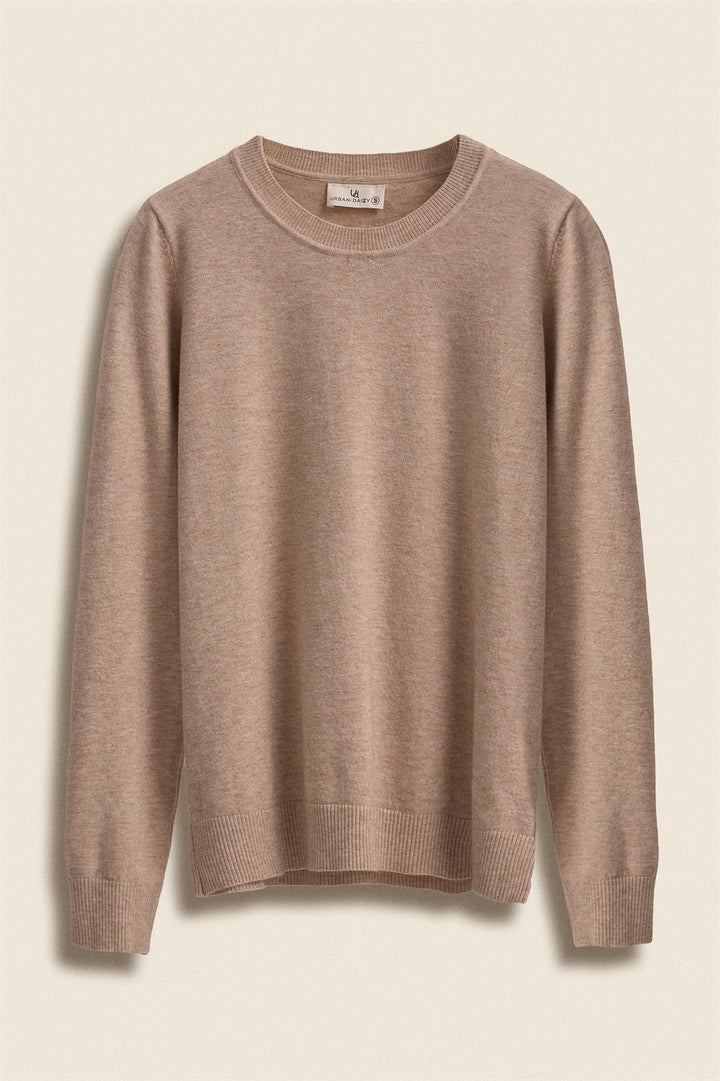 Soft Knit Crewneck Pullover Sweater in MOCHA - Women's Wholesale Sweaters | Trend Notes