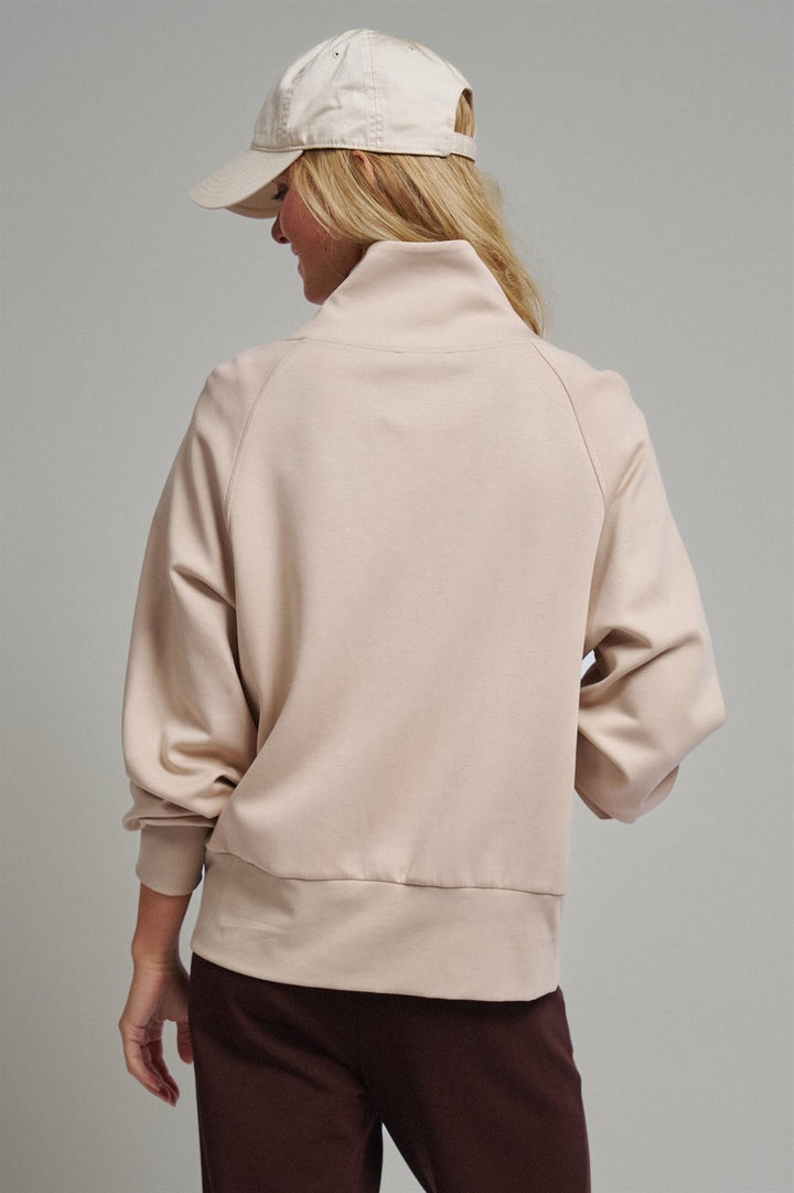 Scuba Zip Up Track Bomber Jacket Pilates Athflow for Women in SAND - Women's Wholesale Jackets & Blazers | Trend Notes