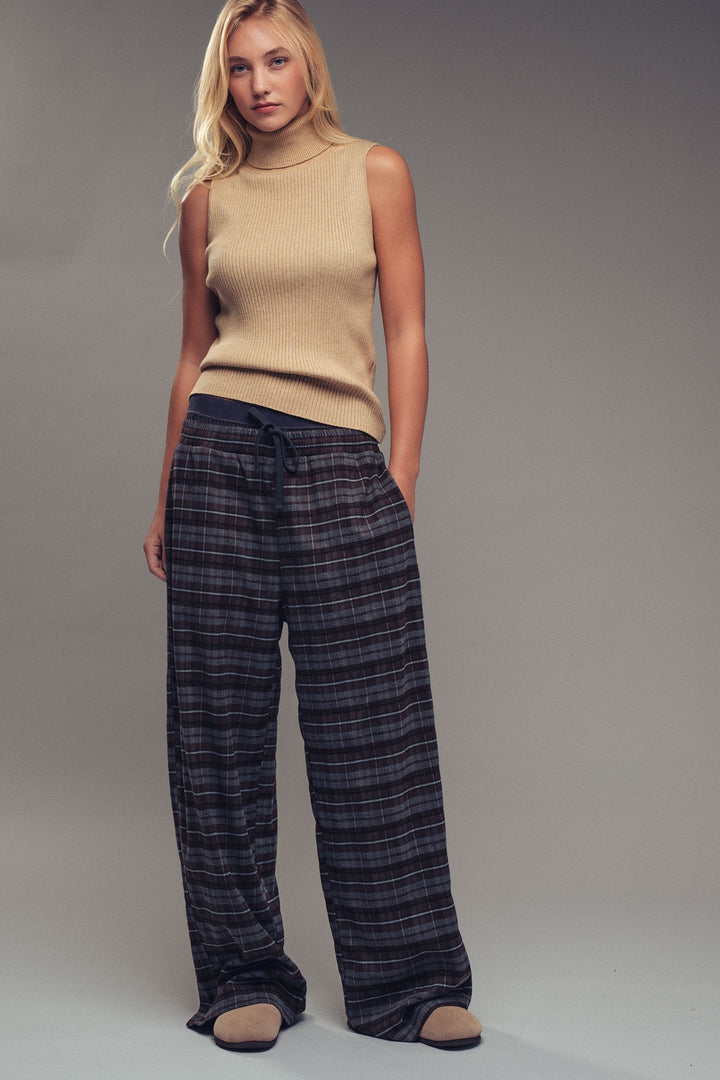 wide leg lounge pants - brown multi (additional view)