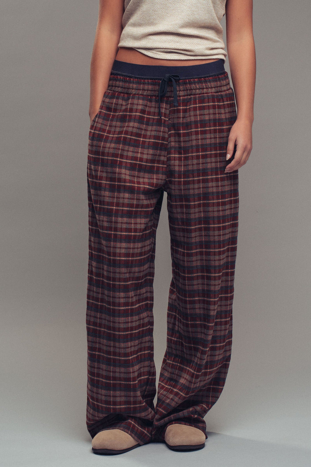 wide leg lounge pants - rust multi