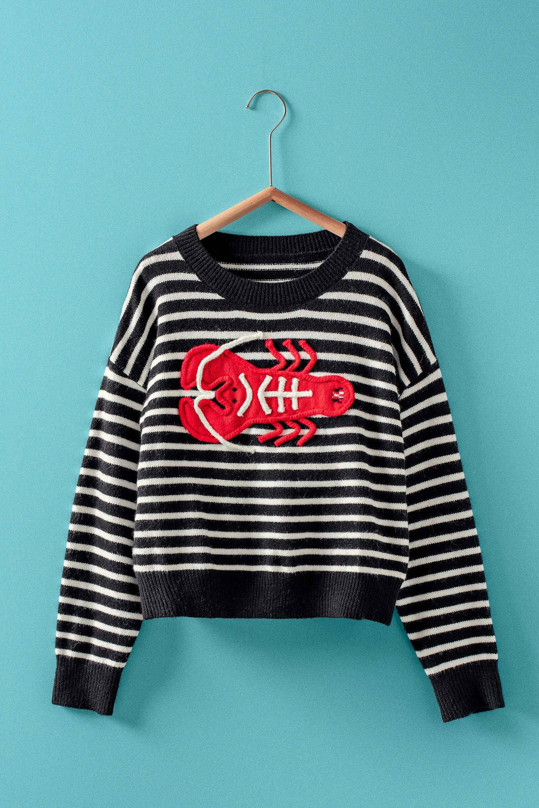 c lobster embroidered sweater - ivory black