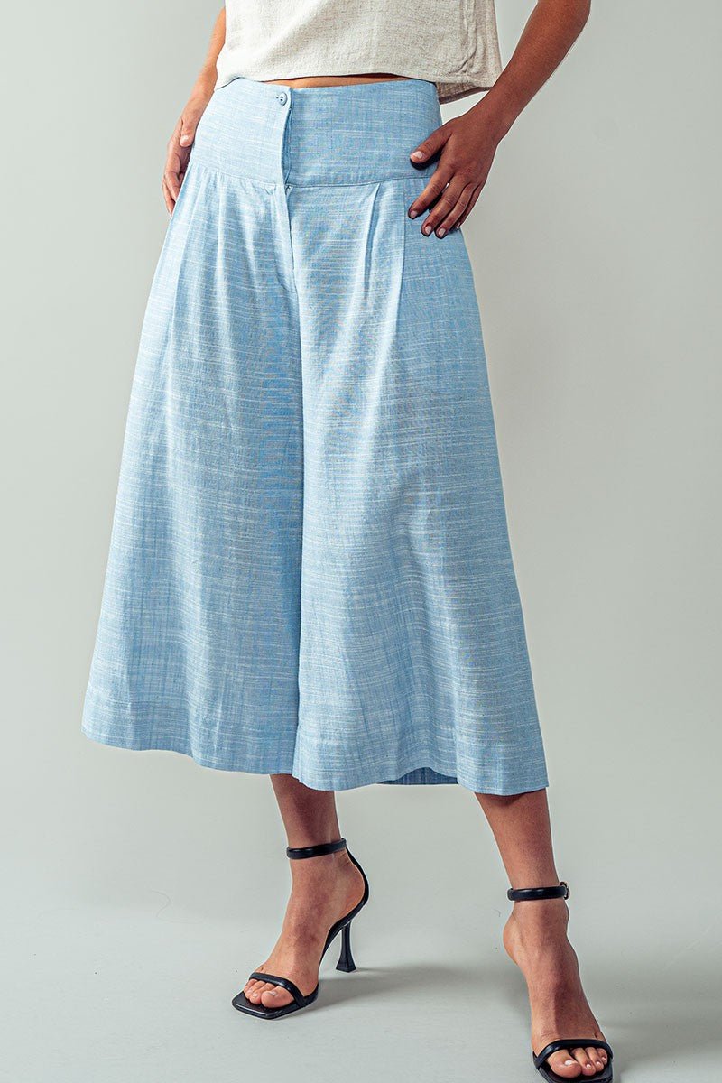 summer drift linen wide leg pants - blue