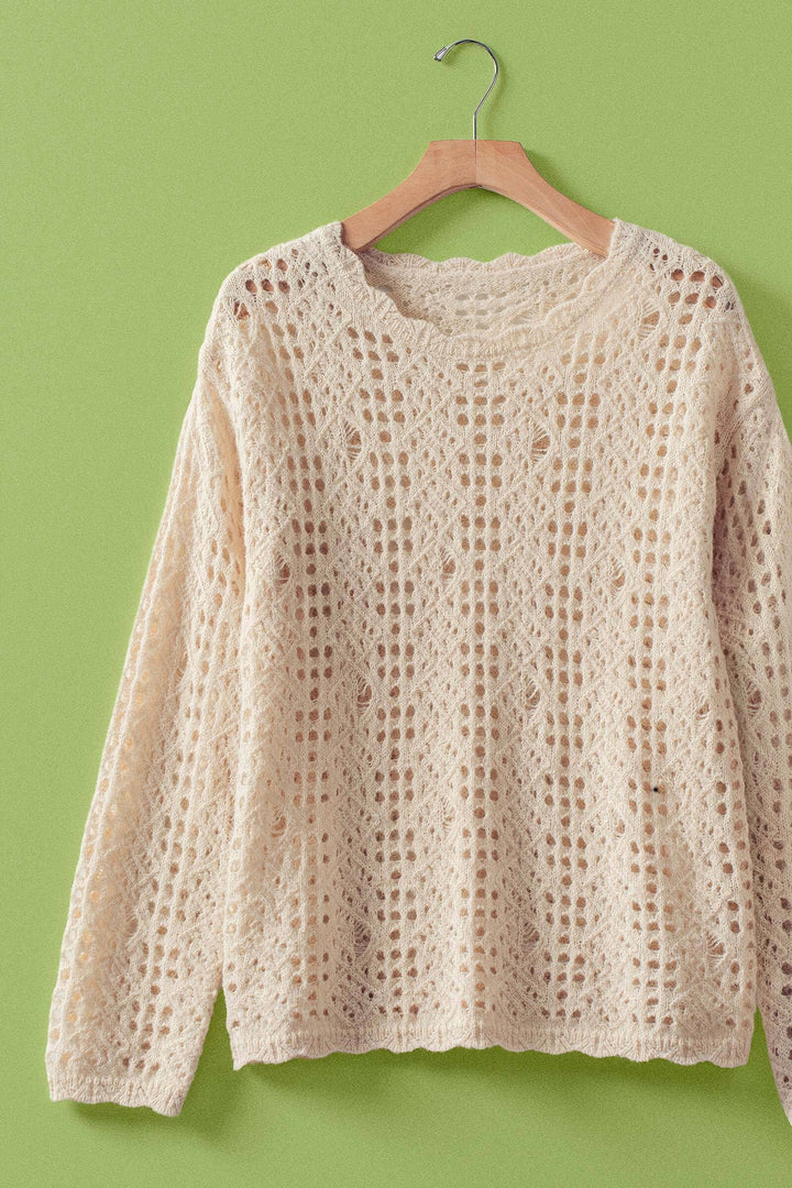 crochet knit sweater - natural (additional view)