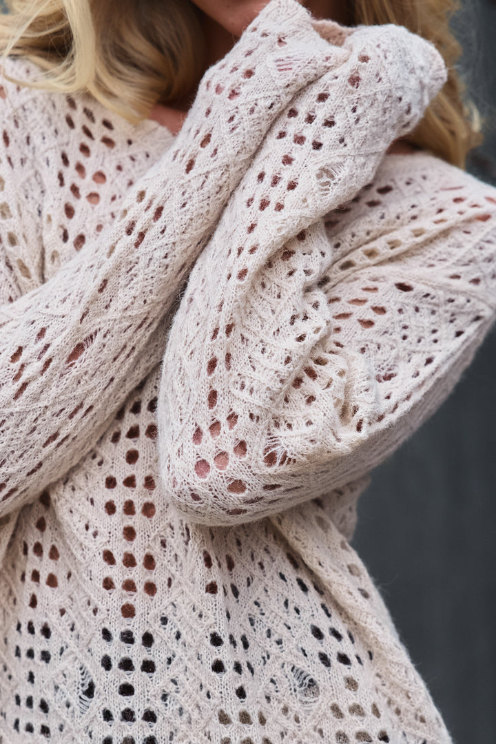 seaside crochet sweater - natural (additional view)