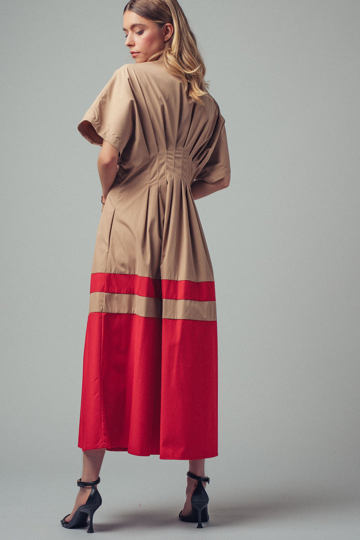 the sculpted waist shirt midi dress - camel (additional view)