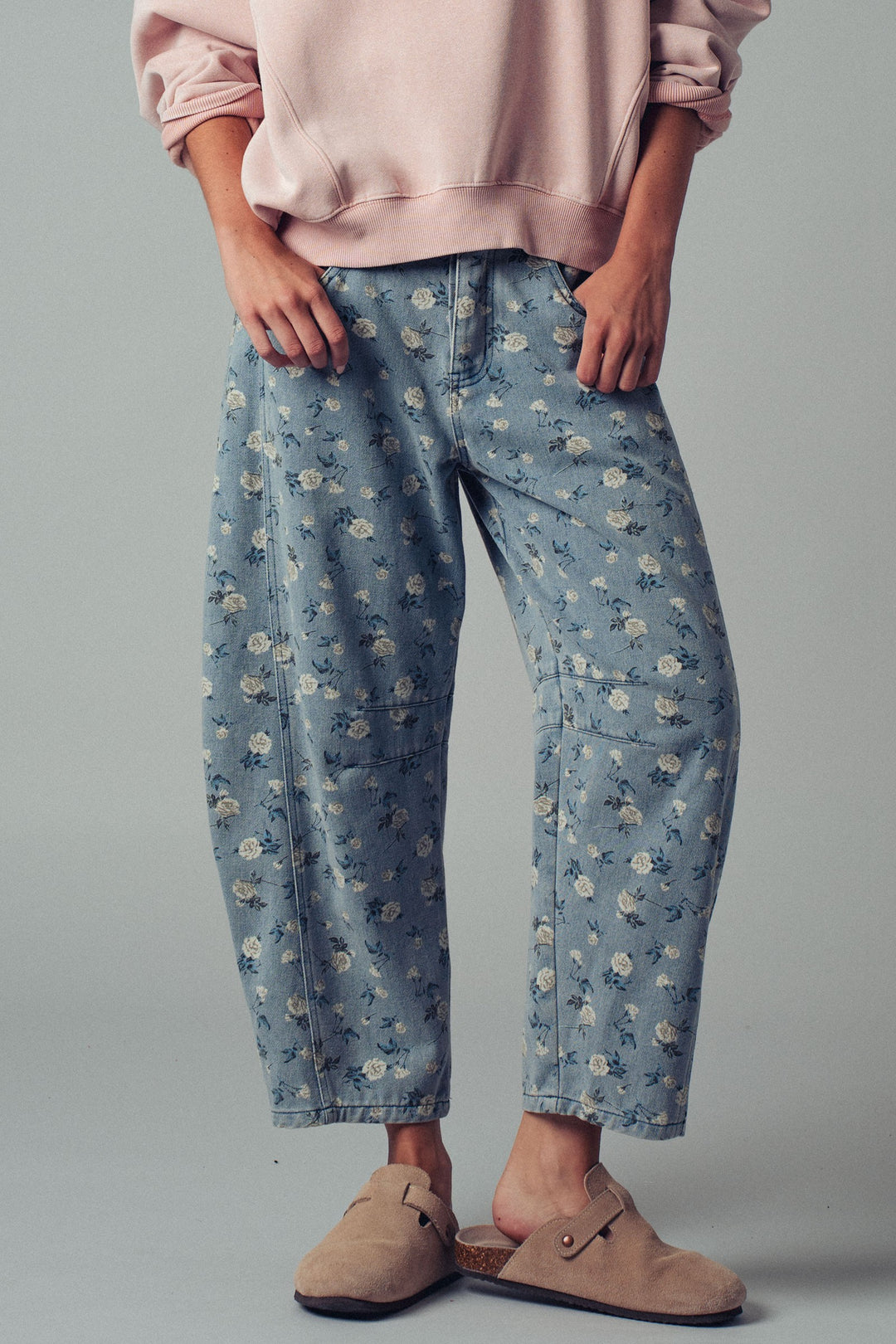 vintage relaxed garden denim barrel jeans - denim
