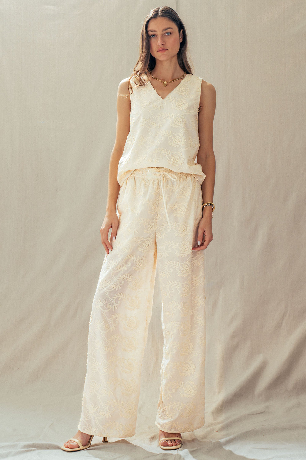 timeless chic embroidered two piece set - ivory (additional view)