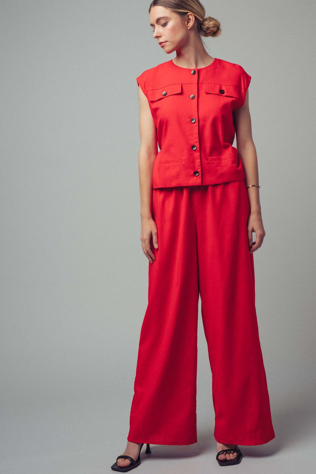 utility jumpsuit set - red
