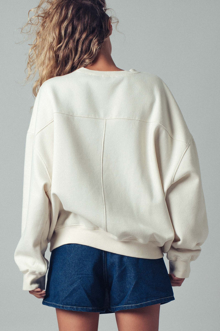 doodle knit casual top with playful dog print - ivory (additional view)