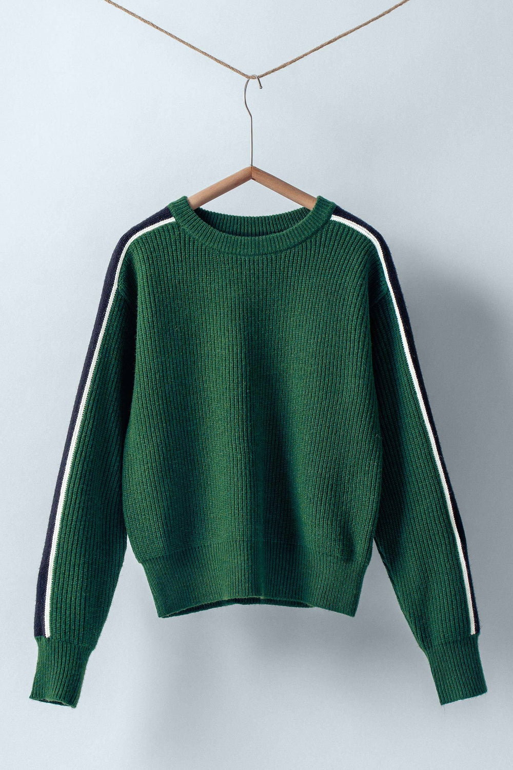 contrast stripe knit sweater - hunter (additional view)