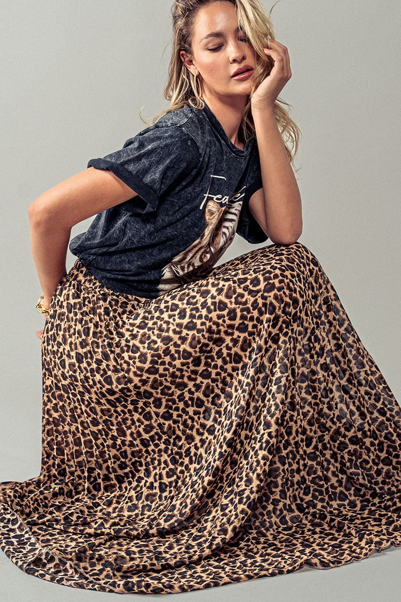flowy leopard print pleated maxi skirt - leopard (additional view)