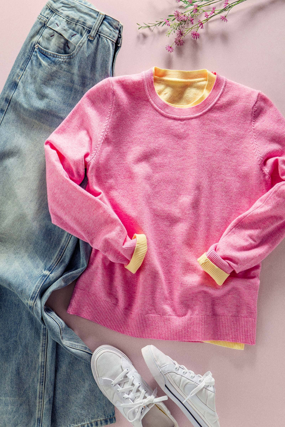 soft knit pullover - pink