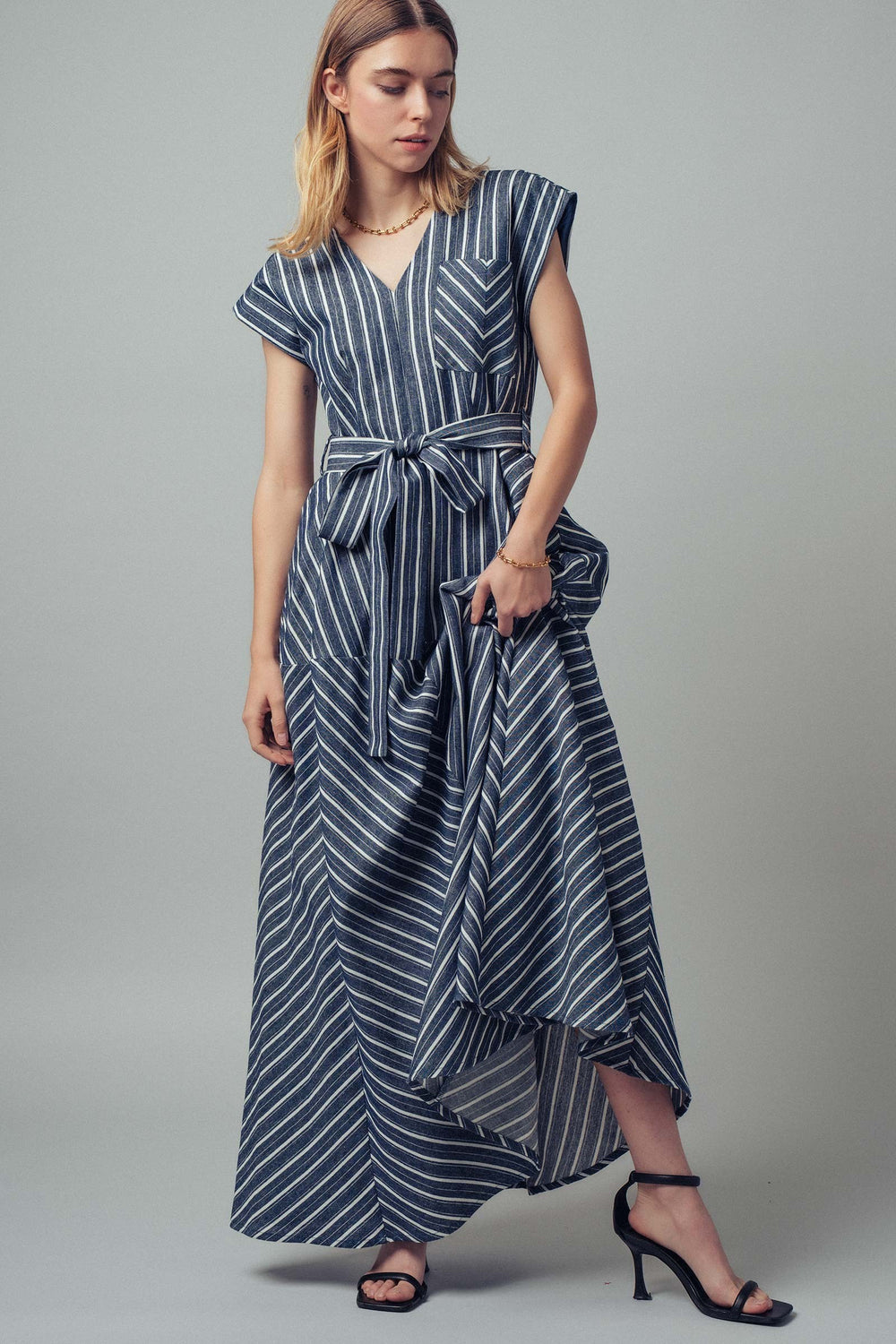 belted maxi dress - navy (additional view)