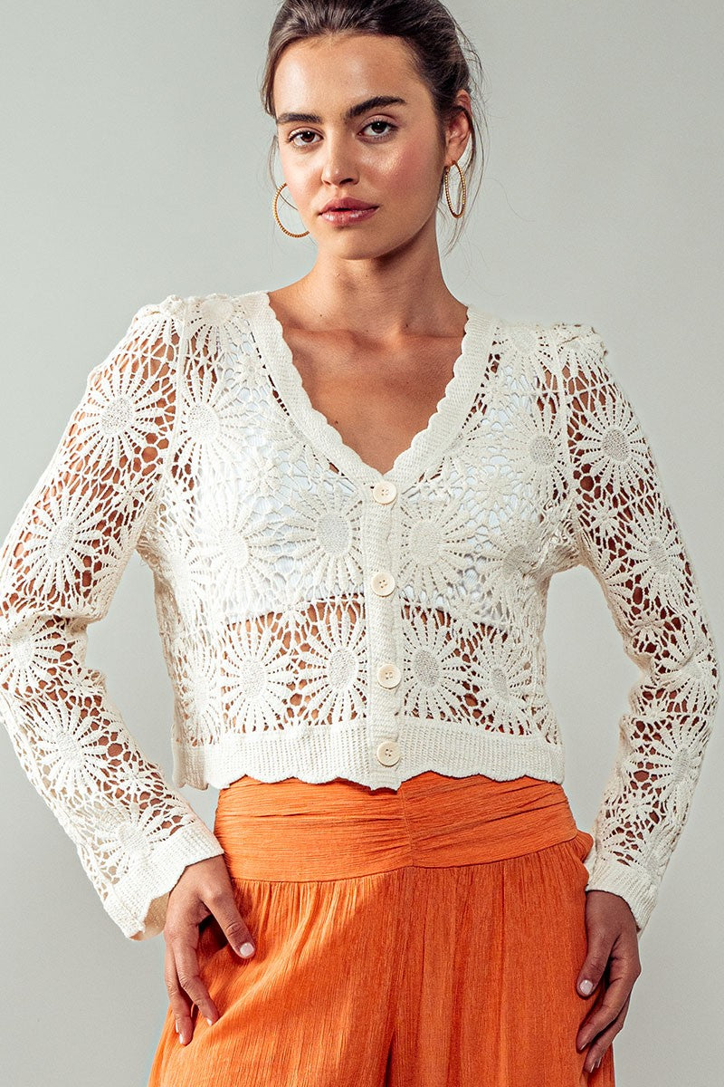 1 flower crochet cardigan - natural (additional view)