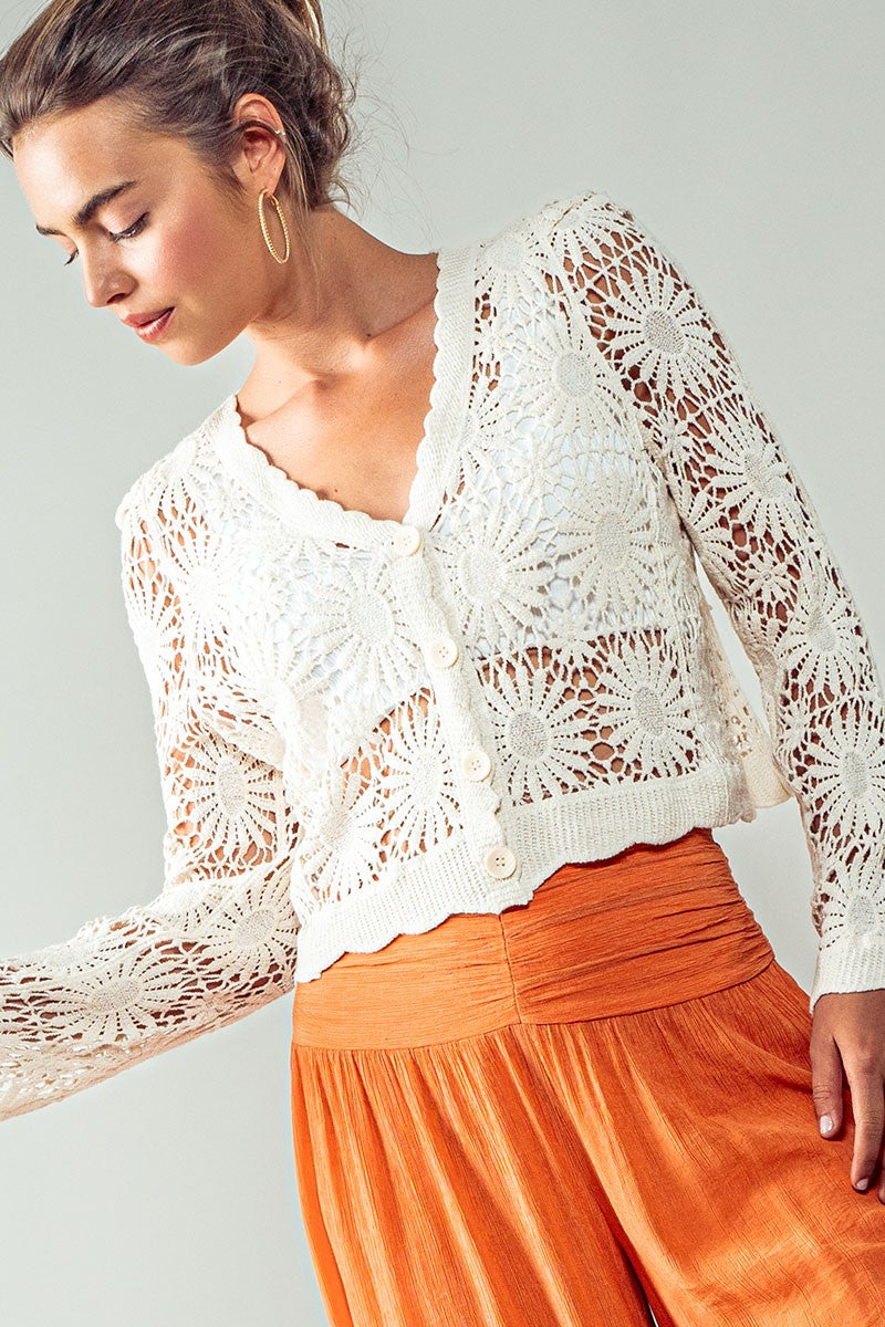 1 flower crochet cardigan - natural (additional view)
