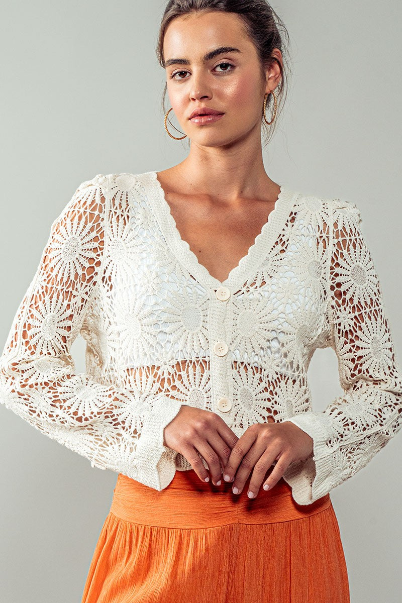 1 flower crochet cardigan - natural (additional view)