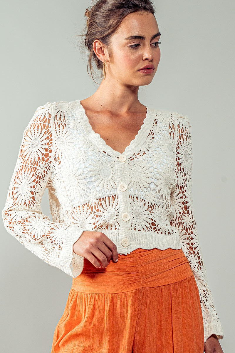 1 flower crochet cardigan - natural (additional view)