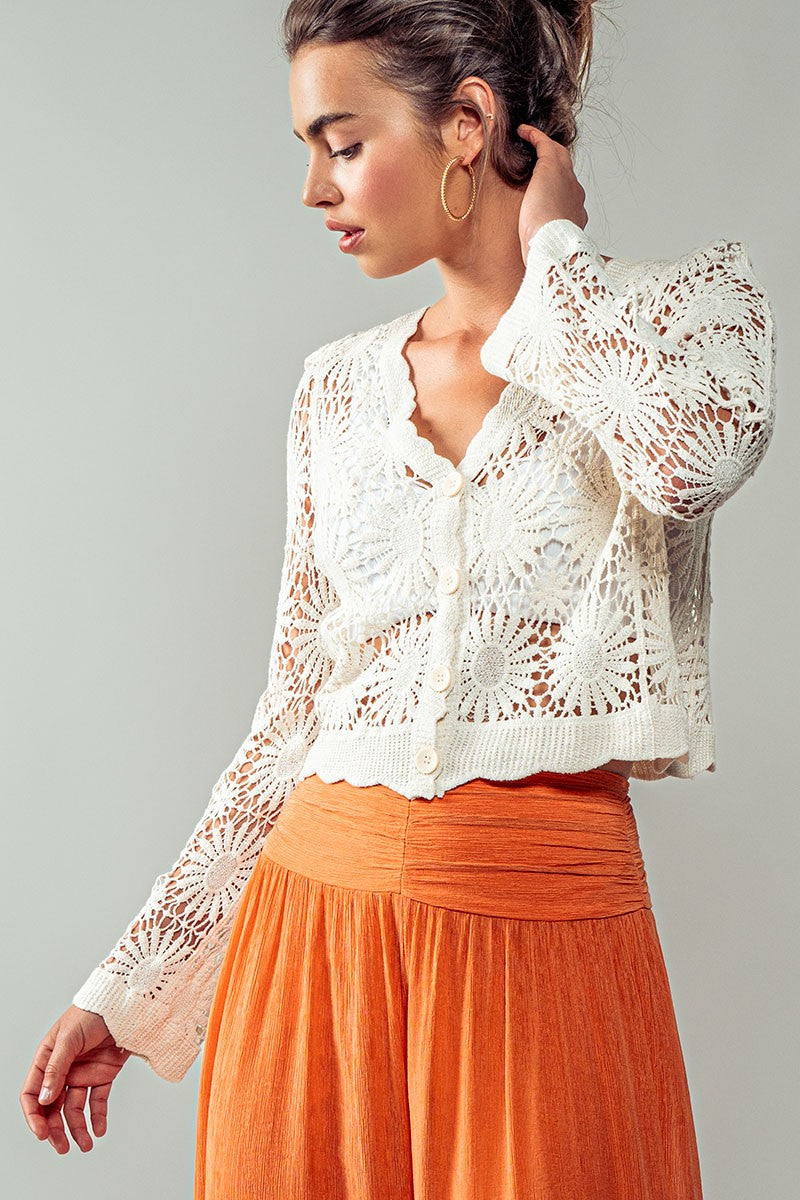 1 flower crochet cardigan - natural (additional view)