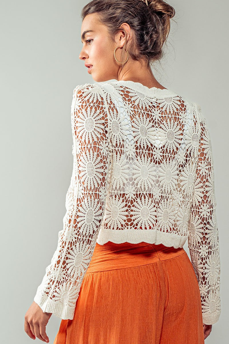 1 flower crochet cardigan - natural (additional view)