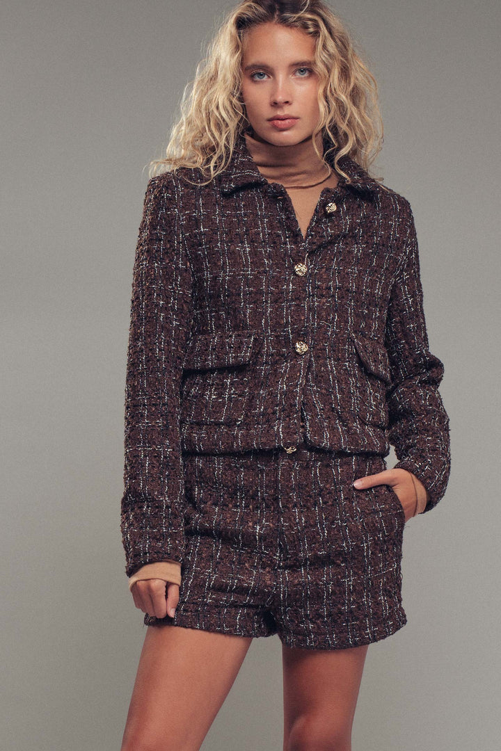 tweed button up jacket - brown (additional view)