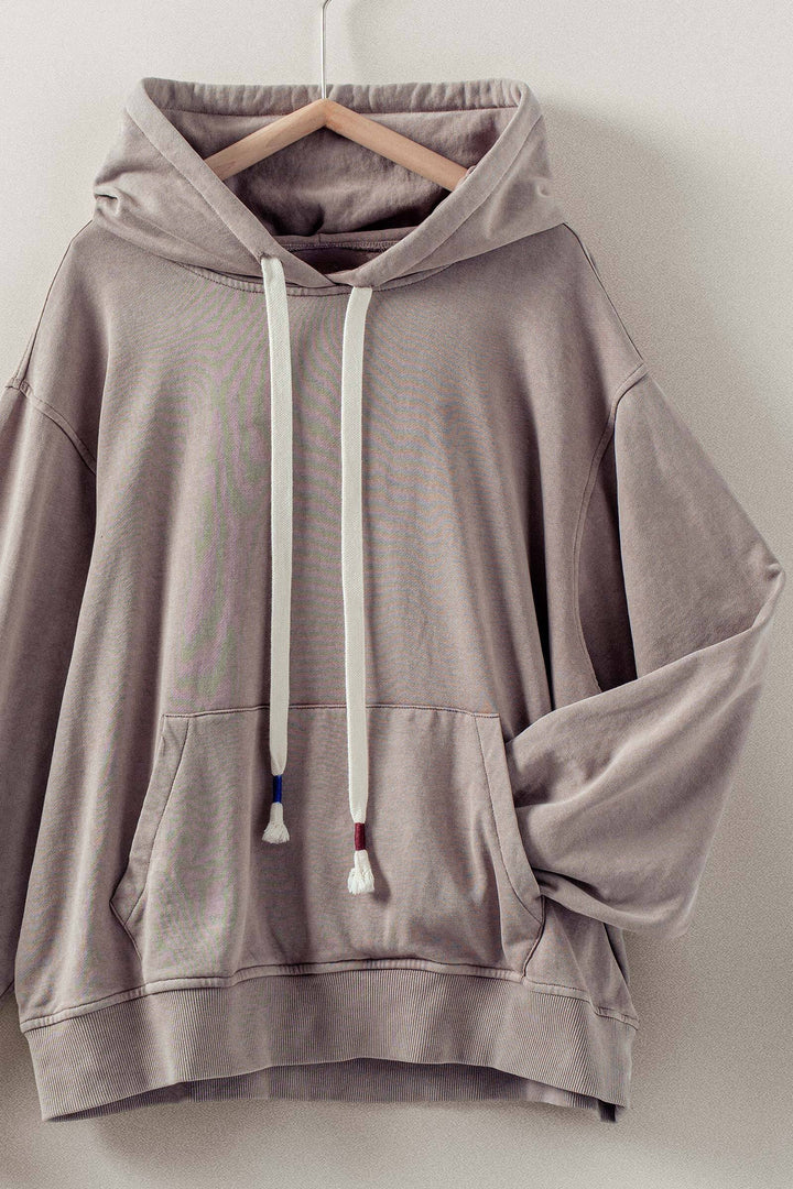 oversized hoodie w vintage washed brushed fabric - mocha mousse (additional view)
