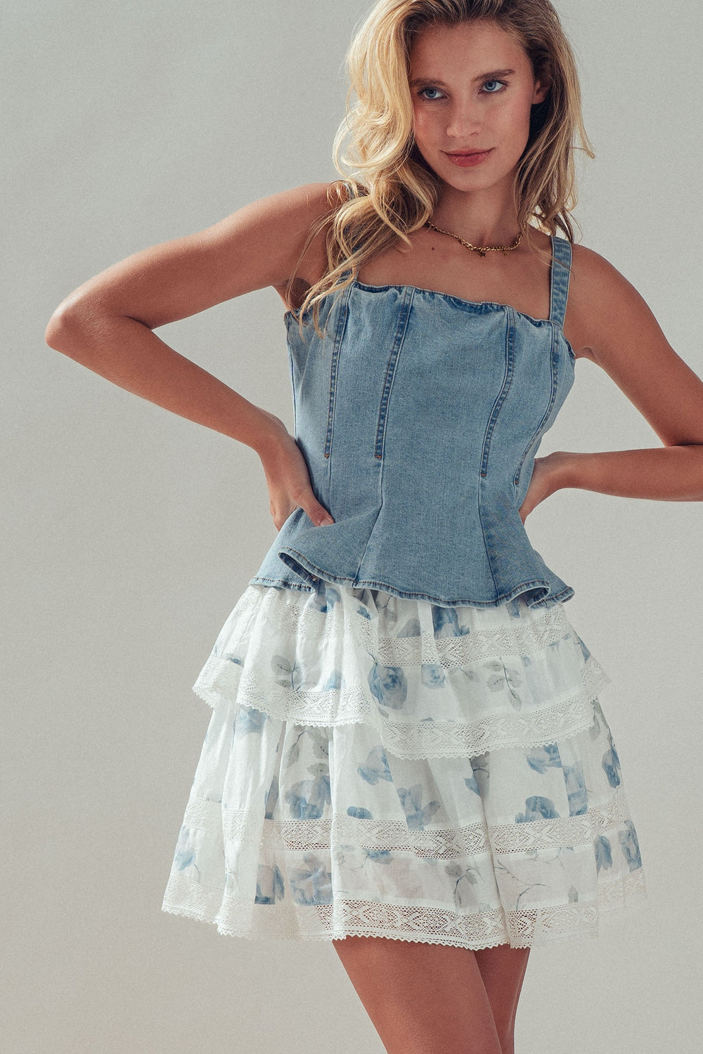 corset peplum top - lt blue (additional view)