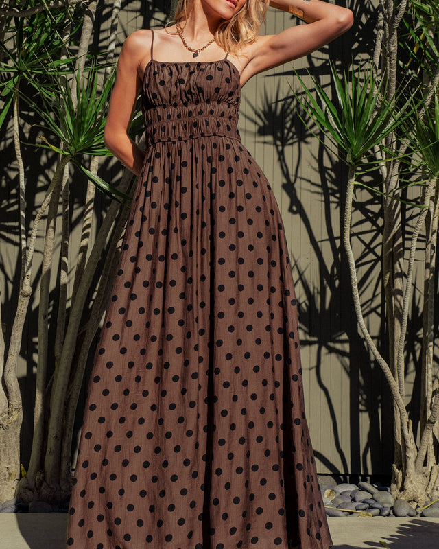 everyday muse polka dot maxi dress - brown black